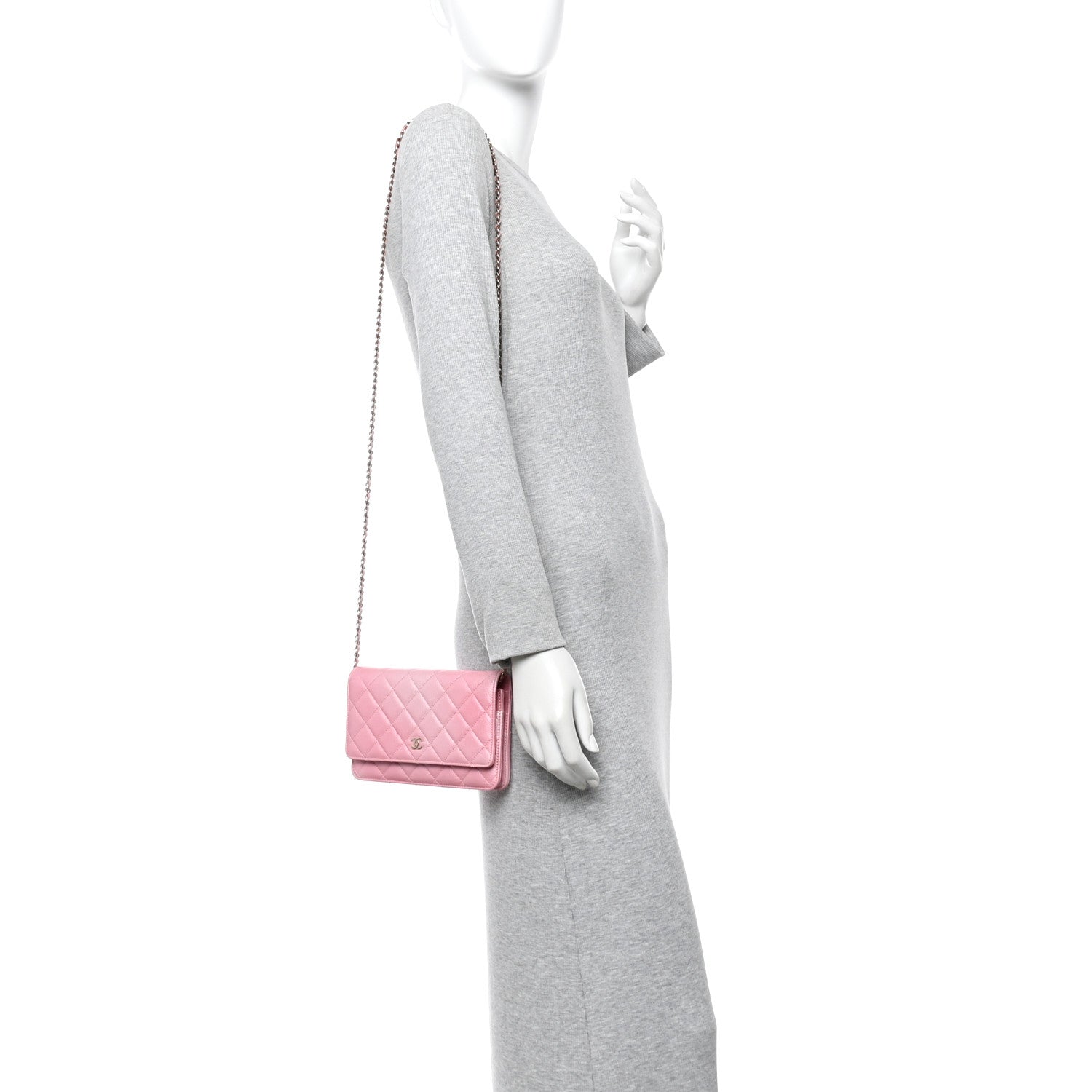 Chanel Iridescent Calfskin Quilted Wallet On Chain WOC Rose Pink 2 of 13