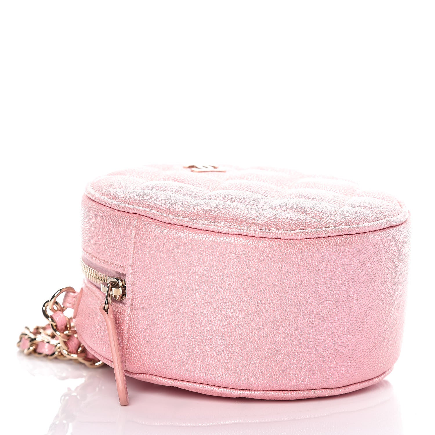 Chanel Iridescent Caviar Quilted Round Clutch With Chain Pink 4 of 8