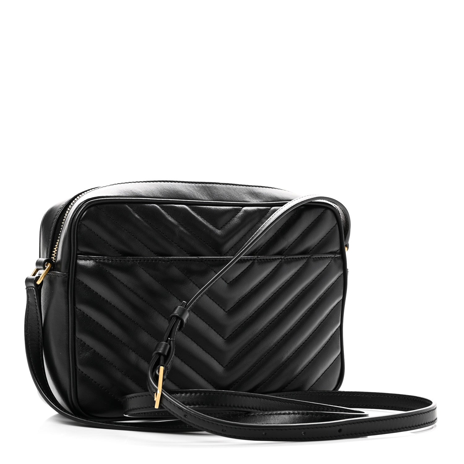 Saint Laurent Calfskin Matelasse Monogram Lou Camera Bag Black