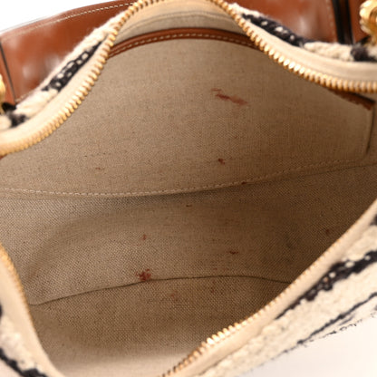 Celine Textile Medium Ava Shoulder Bag White Black 5 of 14