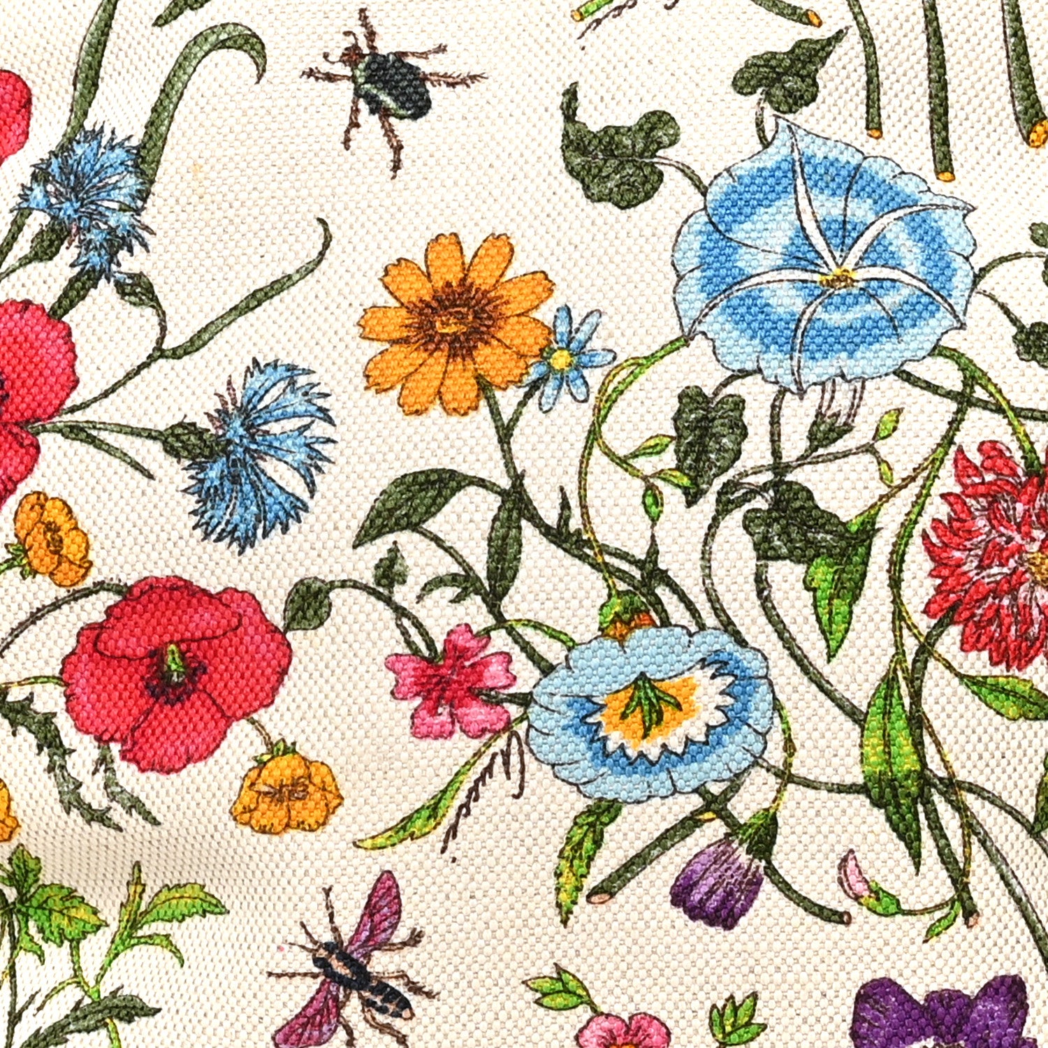 Gucci Canvas Floral Flora Bamboo Handle Bag White 8 of 11