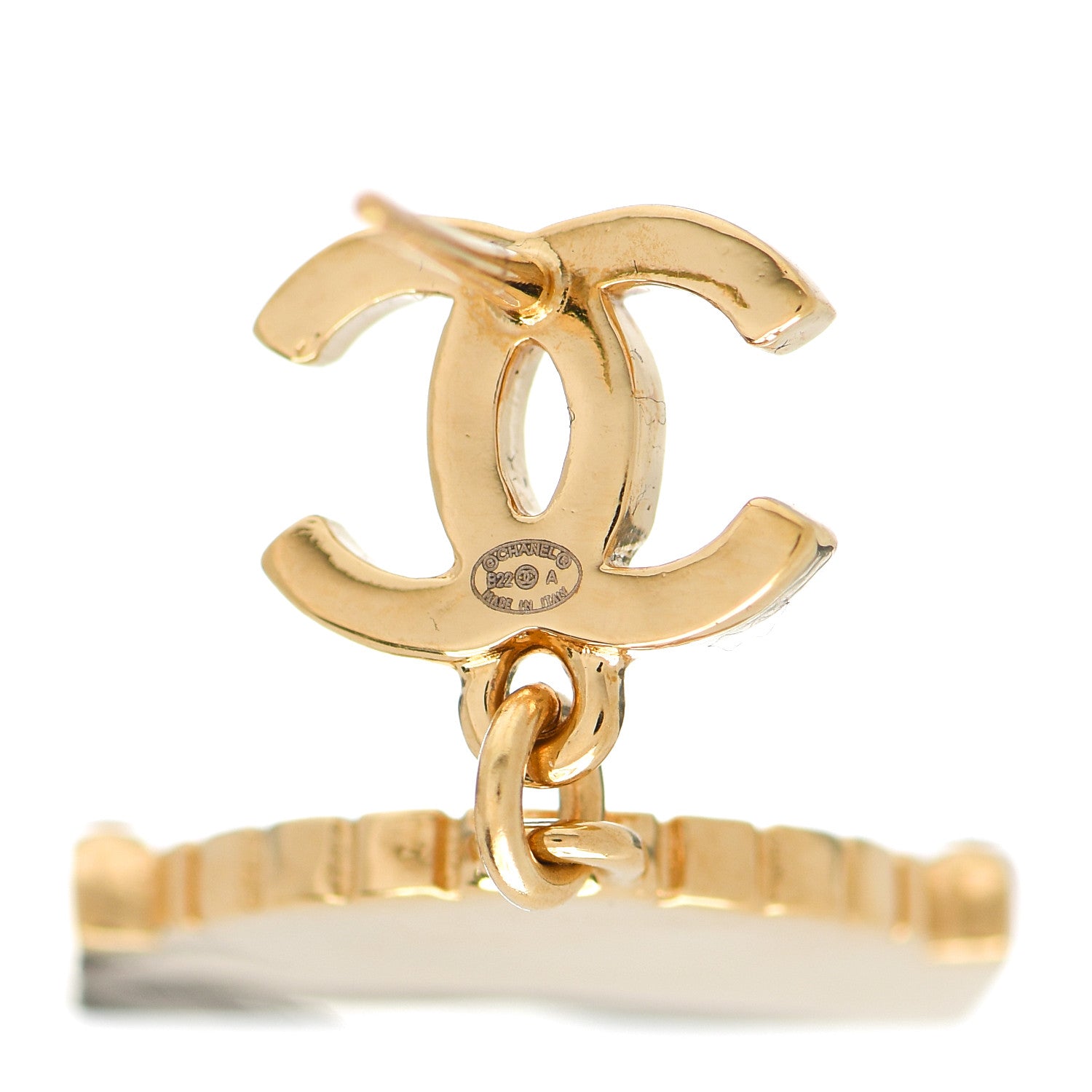 Chanel Metal CC Rue Cambon Drop Earrings Gold 4 of 5