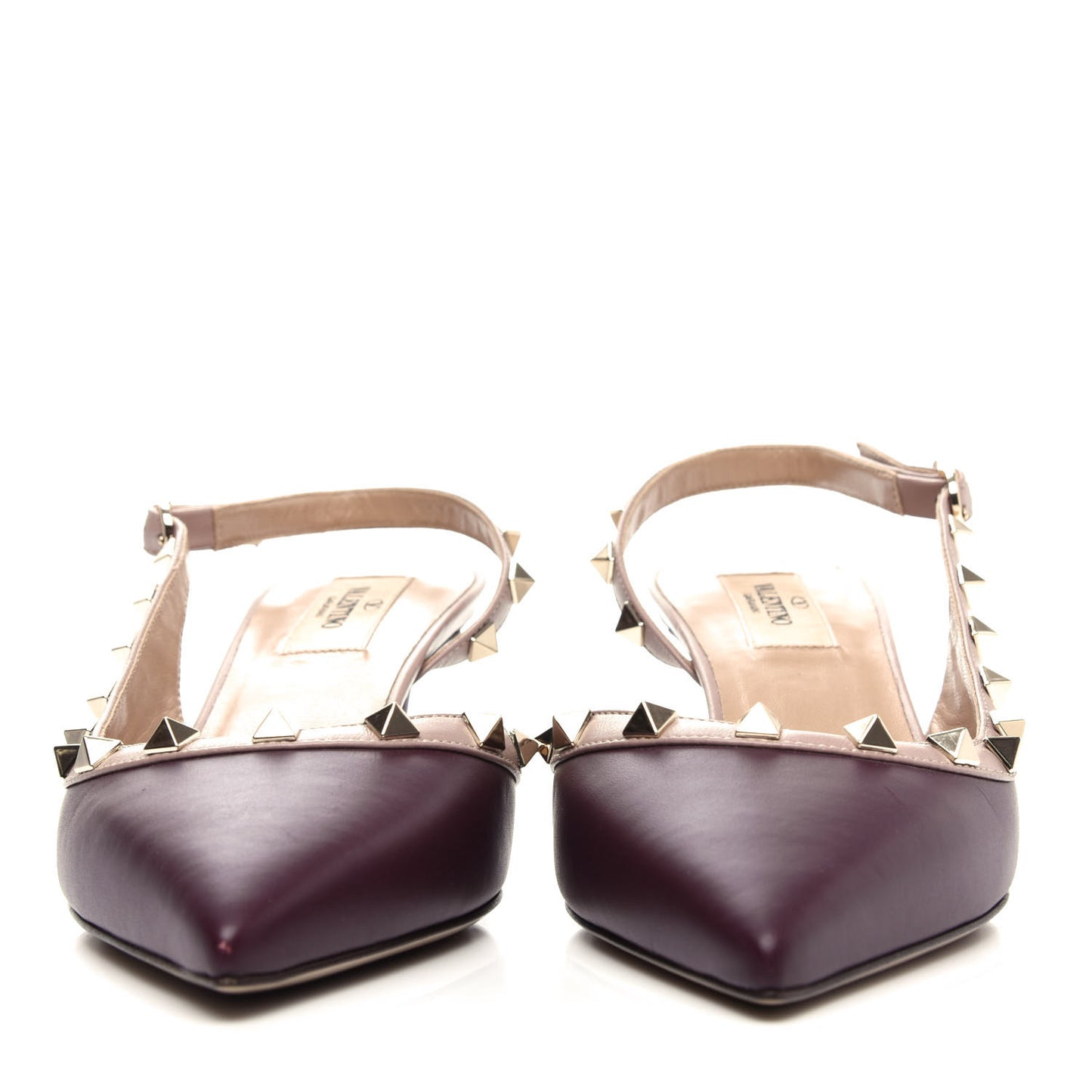 Nappa Rockstud Half D'Orsay Slingback 50mm Pumps 38 Rubin Poudre