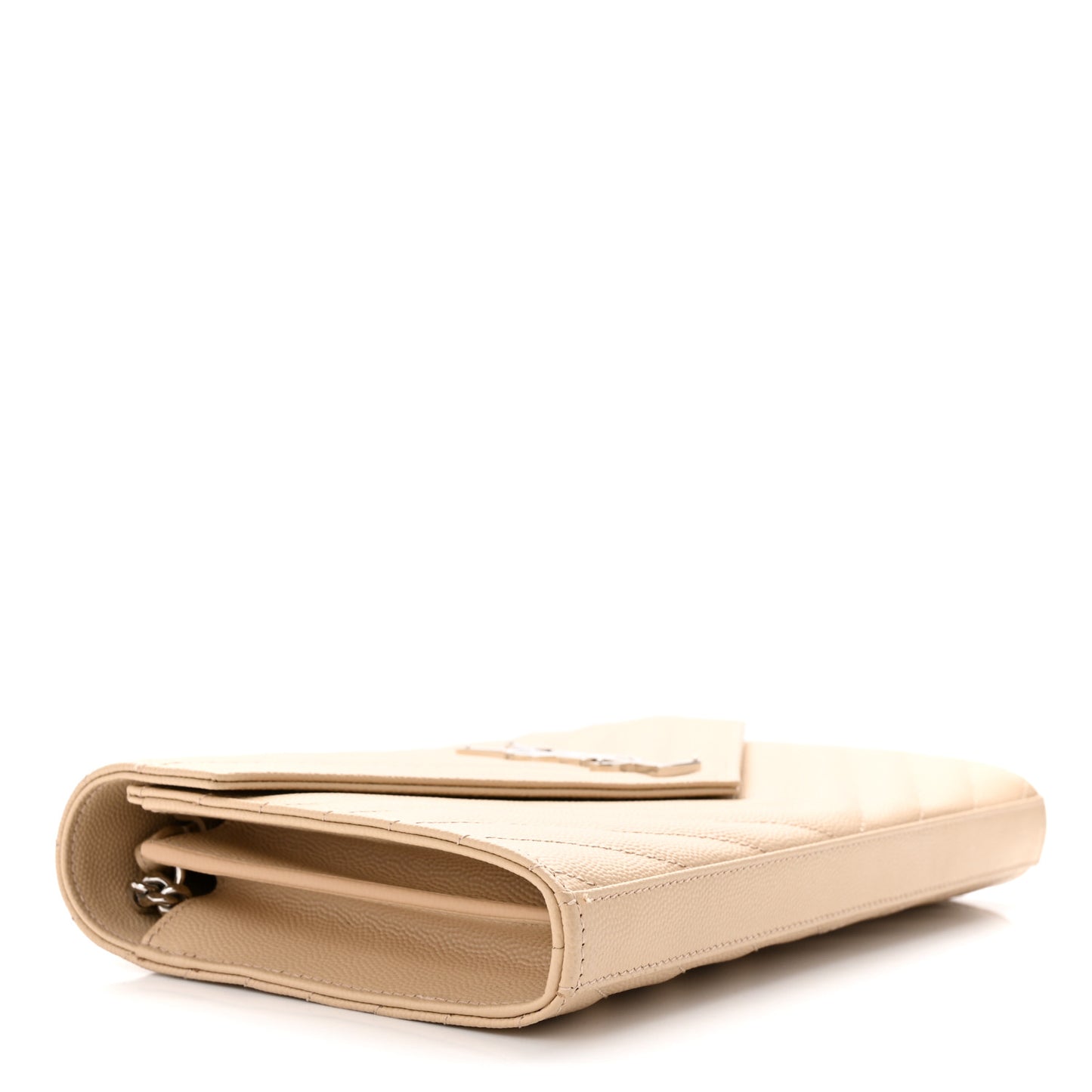Grain De Poudre Matelasse Chevron Monogram Chain Wallet Nude Powder