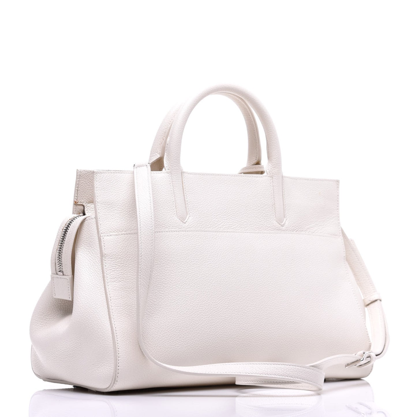 Grained Calfskin Small Rive Gauche White