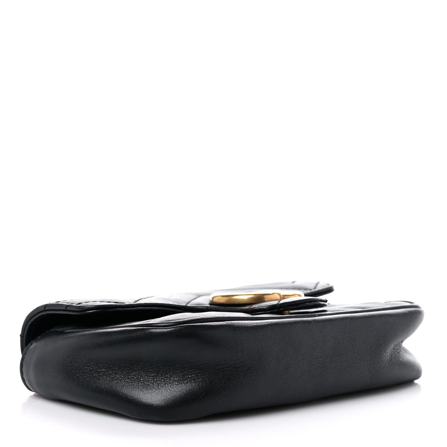 Calfskin Matelasse Super Mini GG Marmont Shoulder Bag Black