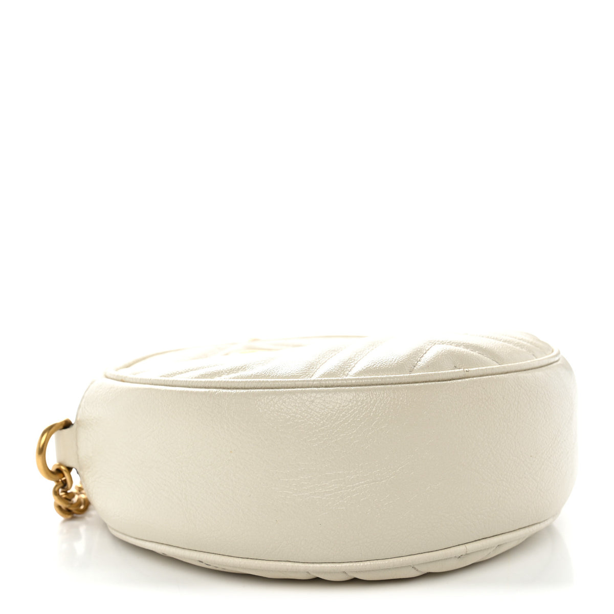 Calfskin Matelasse Mini GG Marmont Round Shoulder Bag White
