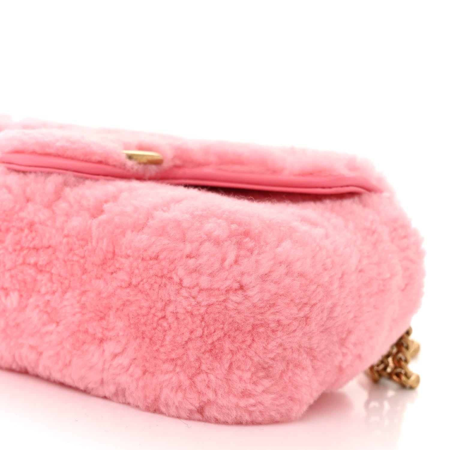 Gucci Shearling Matelasse Super Mini GG Marmont Shoulder Bag Lotus Pink 10 of 10