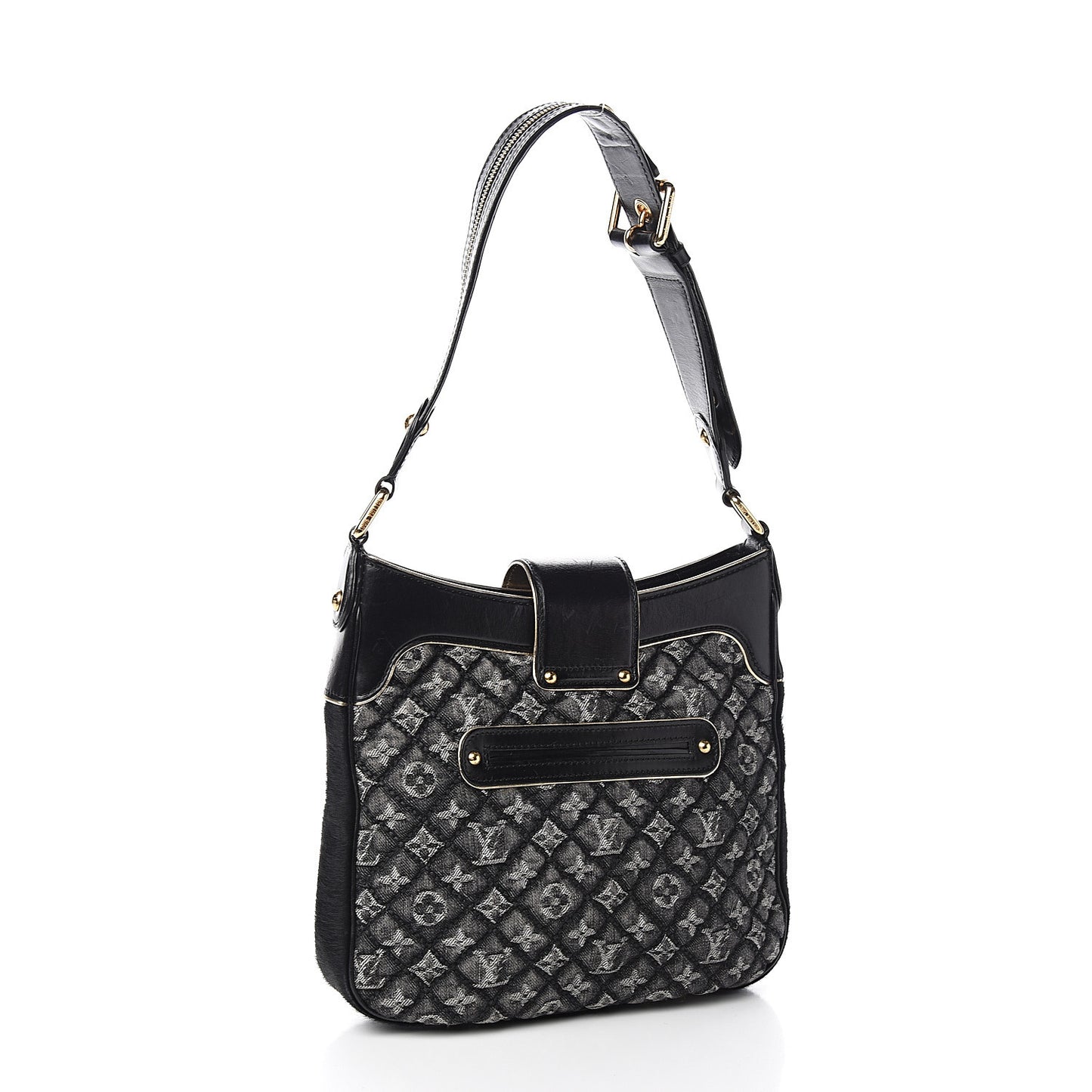 Denim Quilted Monogram Musette Black
