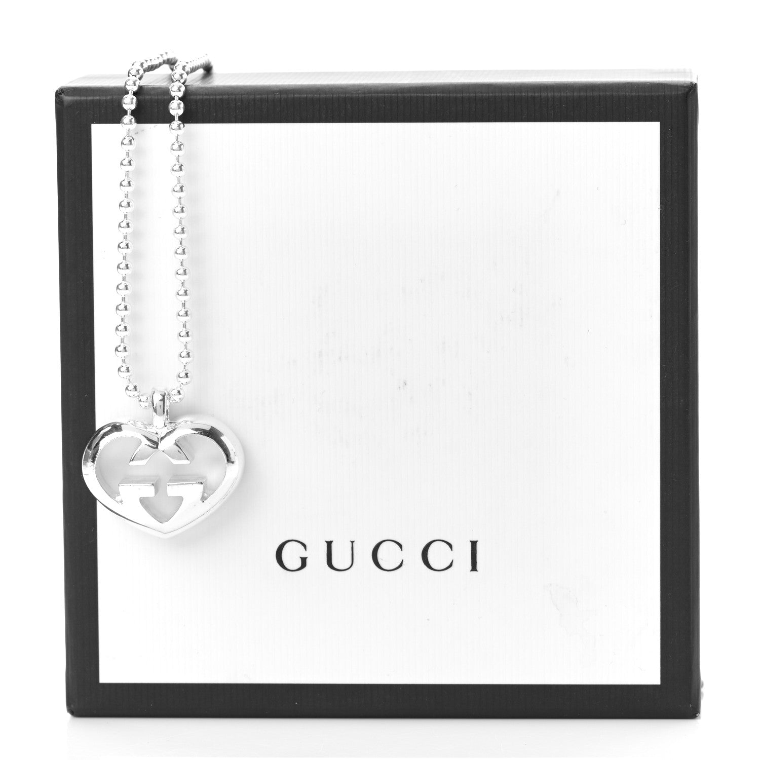 Gucci Sterling Silver Britt Heart Pendant Necklace 6 of 6