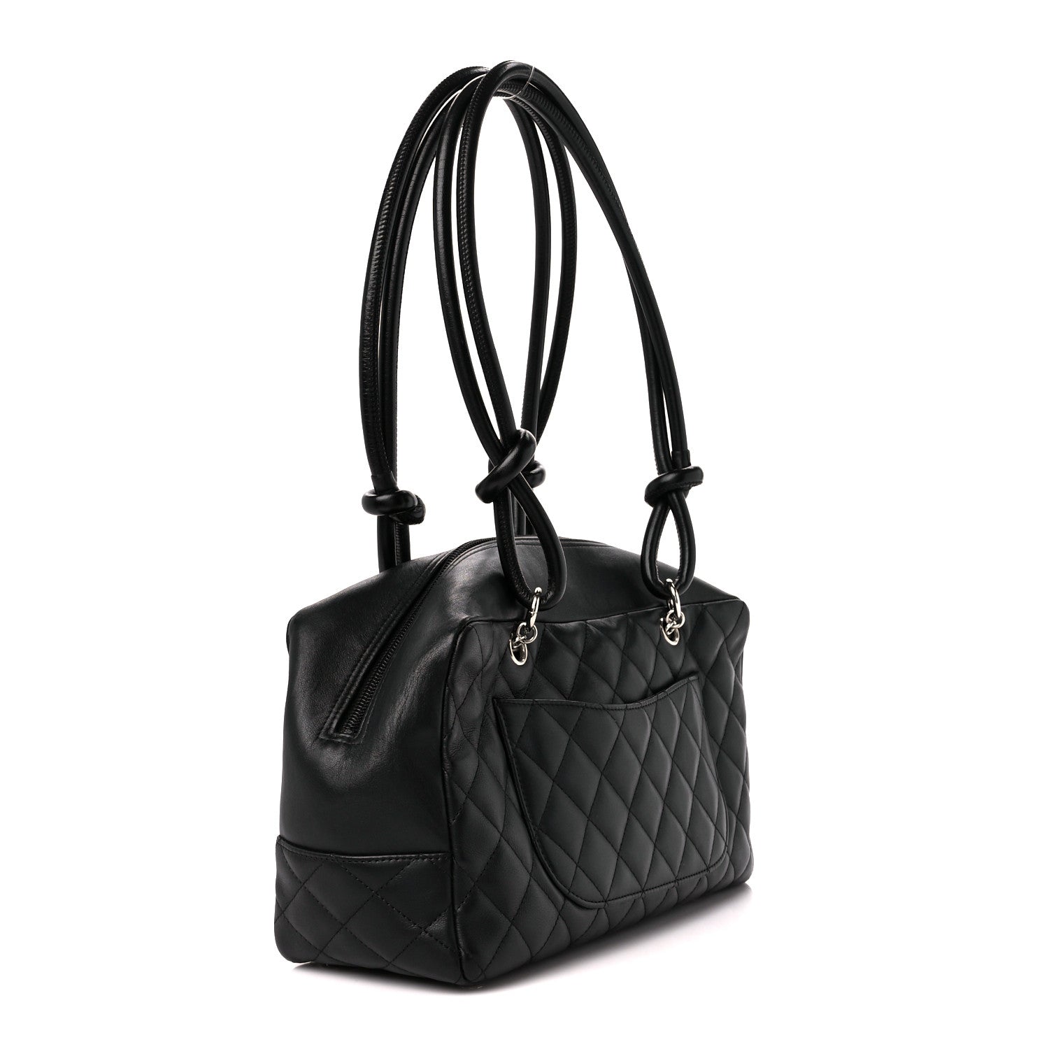 Chanel Calfskin Quilted Large Cambon Bowler Black White 3 of 10