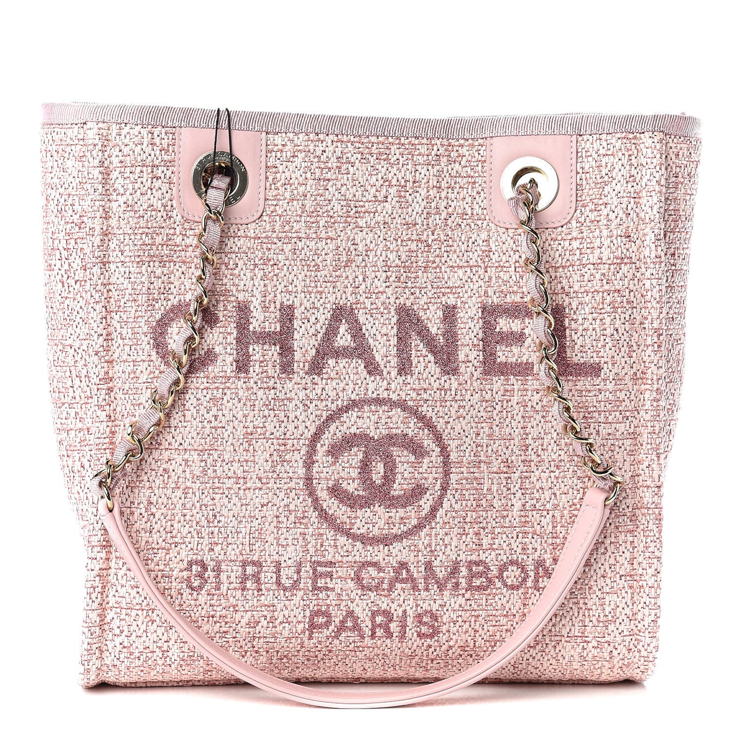 Woven Straw Raffia Mini Deauville Tote Pink