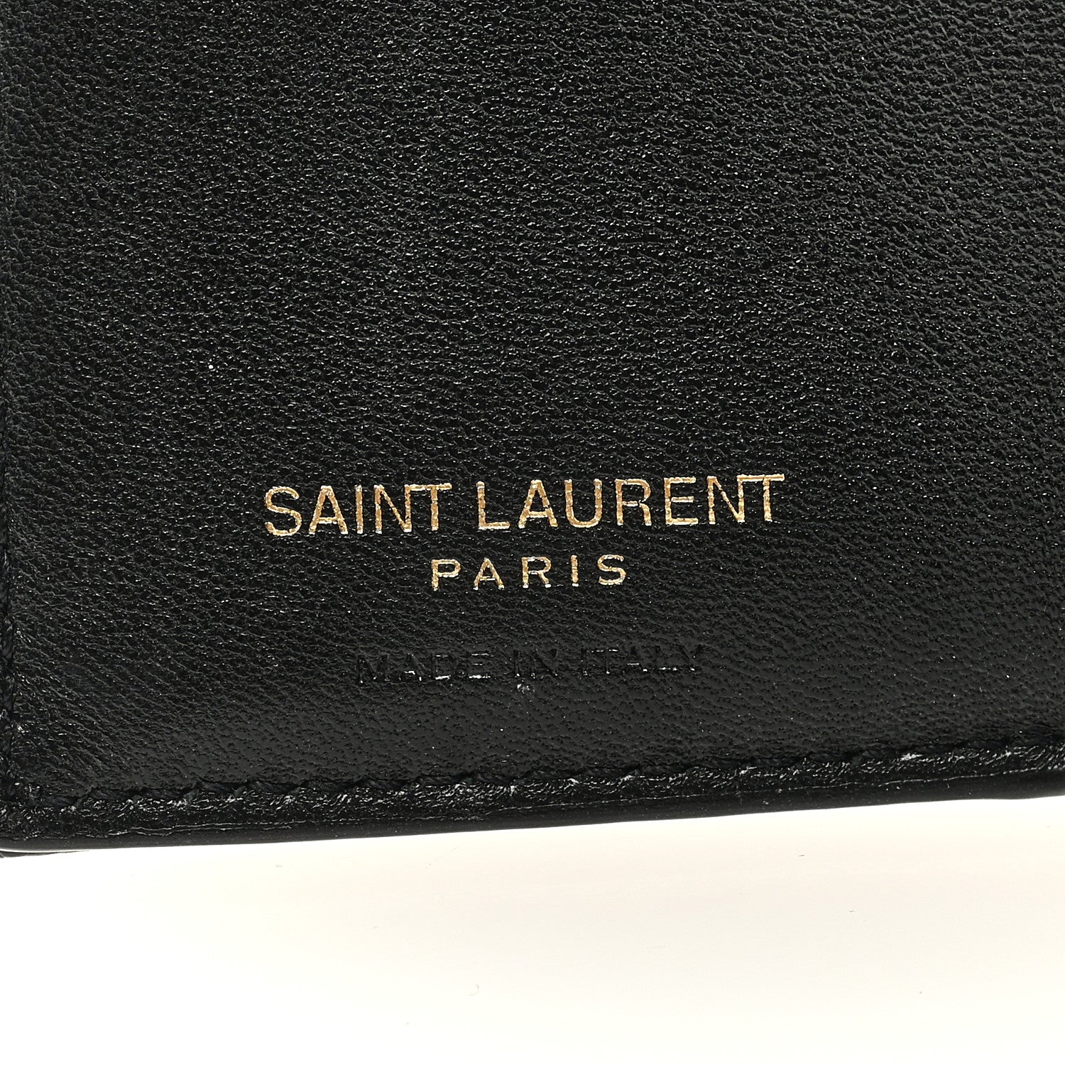 Saint Laurent Grain De Poudre Matelasse Chevron Monogram Compact Tri Fold Pocket Wallet Black 6 of 6