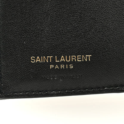Saint Laurent Grain De Poudre Matelasse Chevron Monogram Compact Tri Fold Pocket Wallet Black 6 of 6