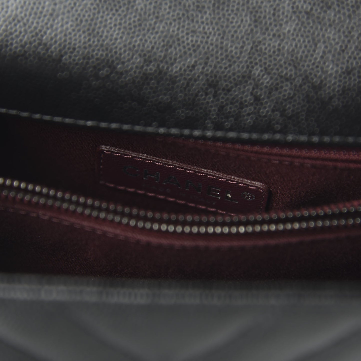 Caviar Chevron Quilted Small Coco Handle Flap So Black