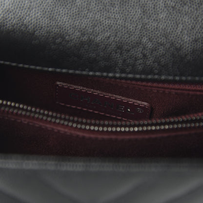 Chanel Caviar Chevron Quilted Small Coco Handle Flap So Black 8 of 11