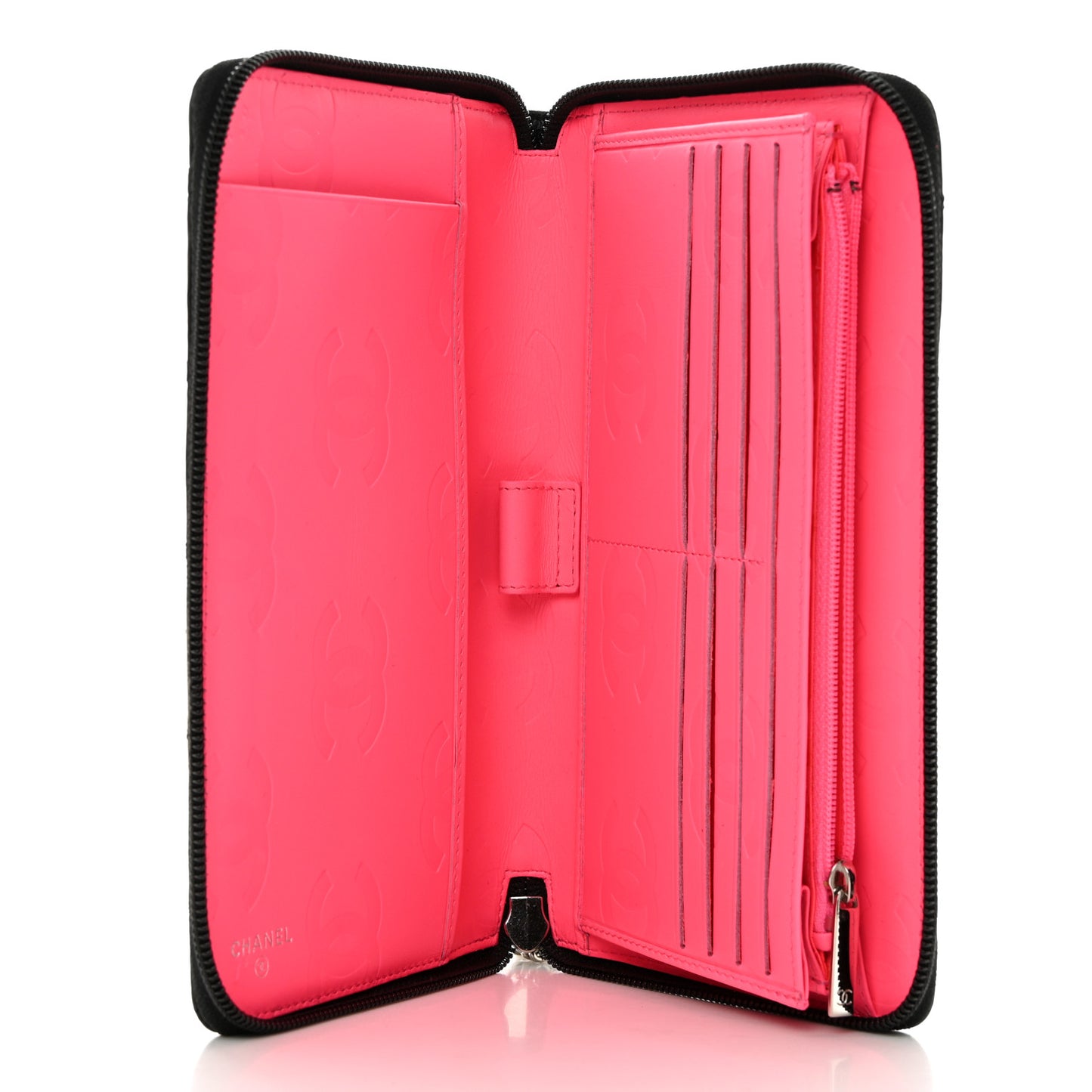 Calfskin Cambon Zip Around Organizer Wallet Black