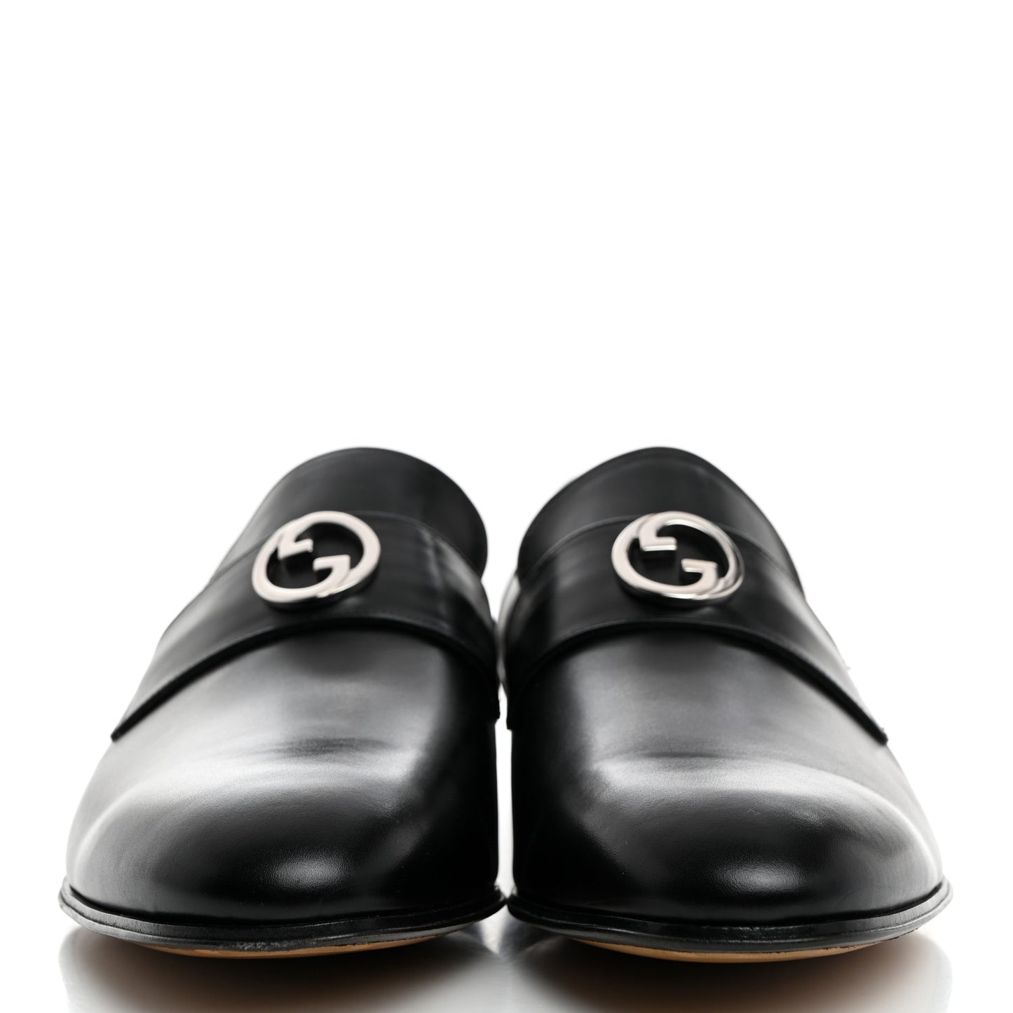 Calfskin Mens Interlocking GG Loafers 11.5 Black