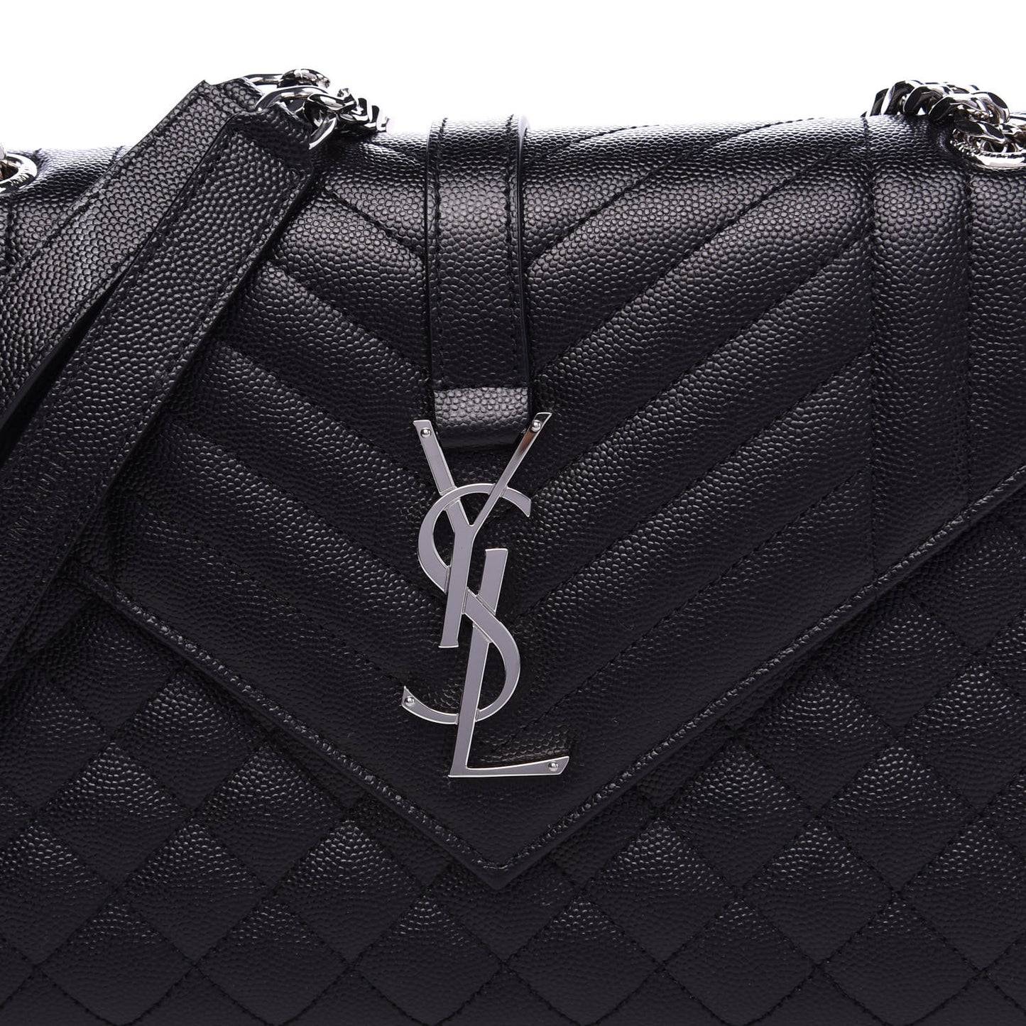 Grain De Poudre Textured Mixed Matelasse Triquilt Medium Monogram Satchel Black