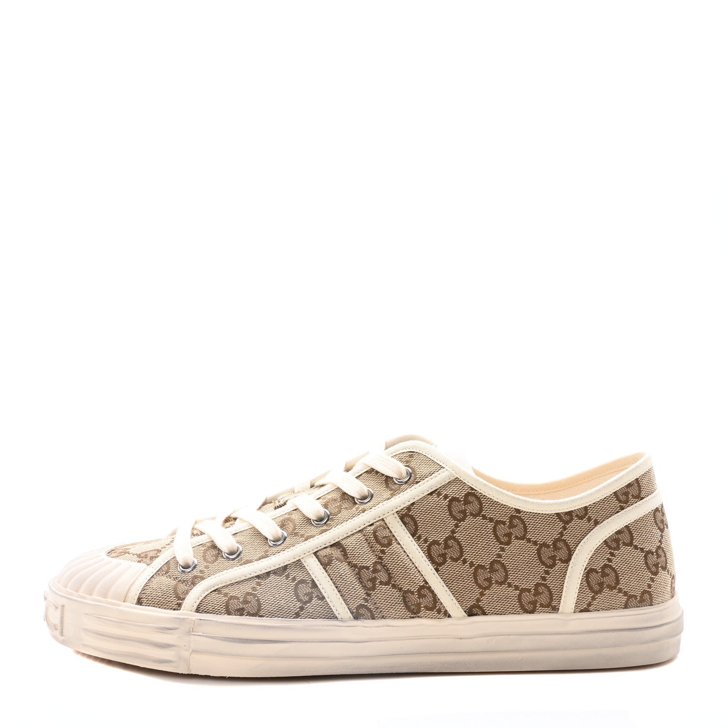 Gucci GG Monogram Mens Julio Low Top Sneakers 10.5 Beige Ebony Mystic White 1 of 9