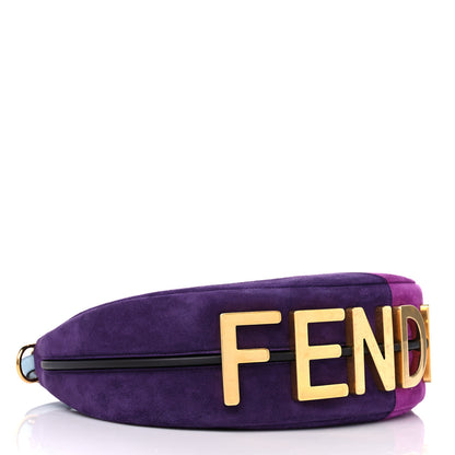 Fendi Vitello Seta Goatskin Suede Rainbow Inlay Small Fendigraphy Hobo Bag Multicolor Azzurro Baby 4 of 10