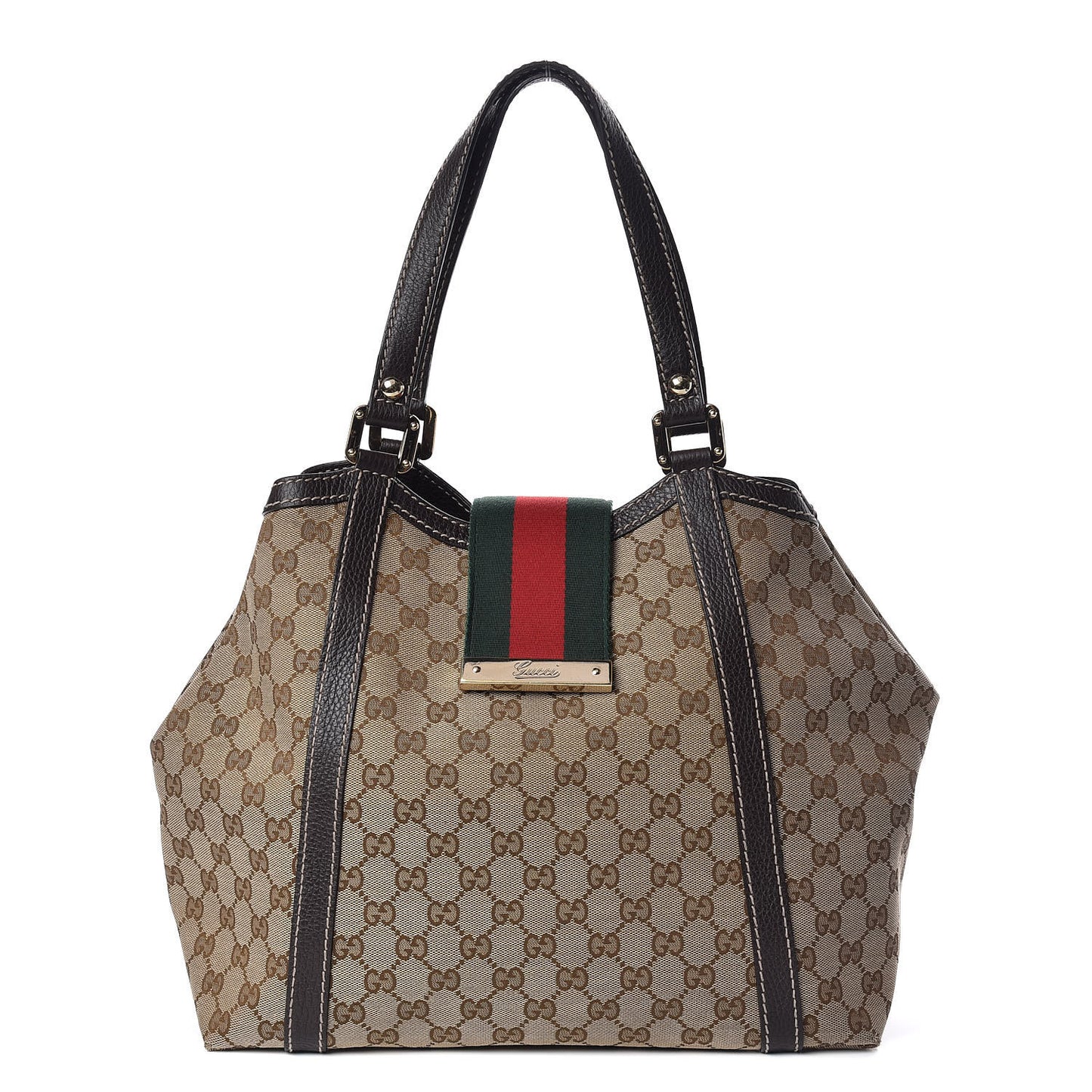 Monogram New Ladies Web Tote Dark Brown