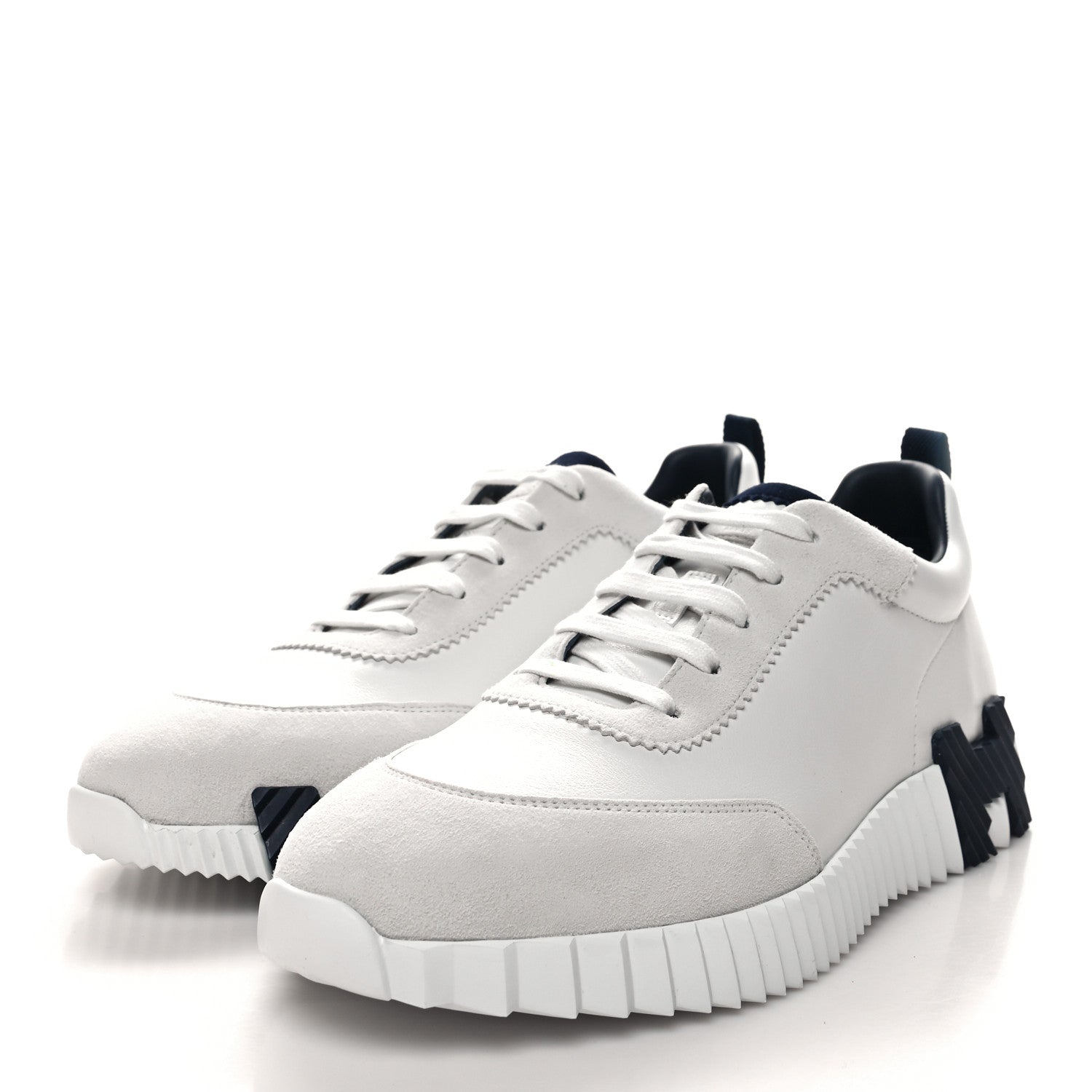 Hermes Goatskin Suede Mens Bouncing Sneakers 43 White 3 of 8