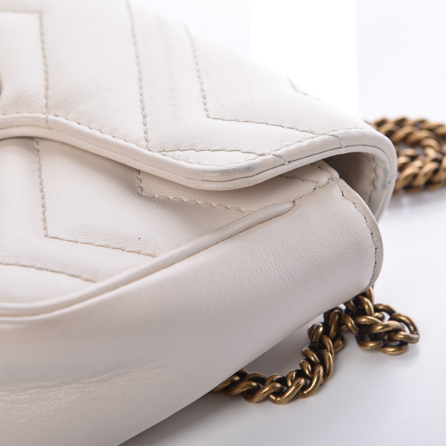 Gucci Calfskin Matelasse Super Mini GG Marmont Shoulder Bag White 12 of 18