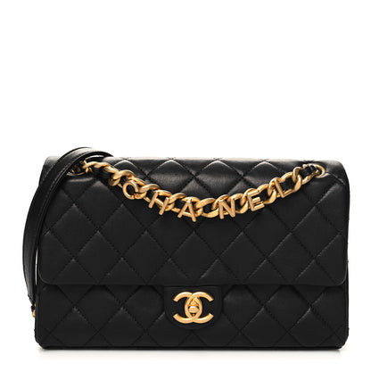Chanel Lambskin Quilted Chaine Lettre Flap Black 1 of 11