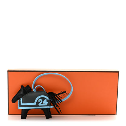 Hermes Milo Lambskin Grigri Rodeo Robeo 24 Bag Charm PM Black Vert Mangrove Celeste 5 of 5