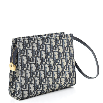 Christian Dior Oblique Zipped Pouch Clutch Blue 2 of 8