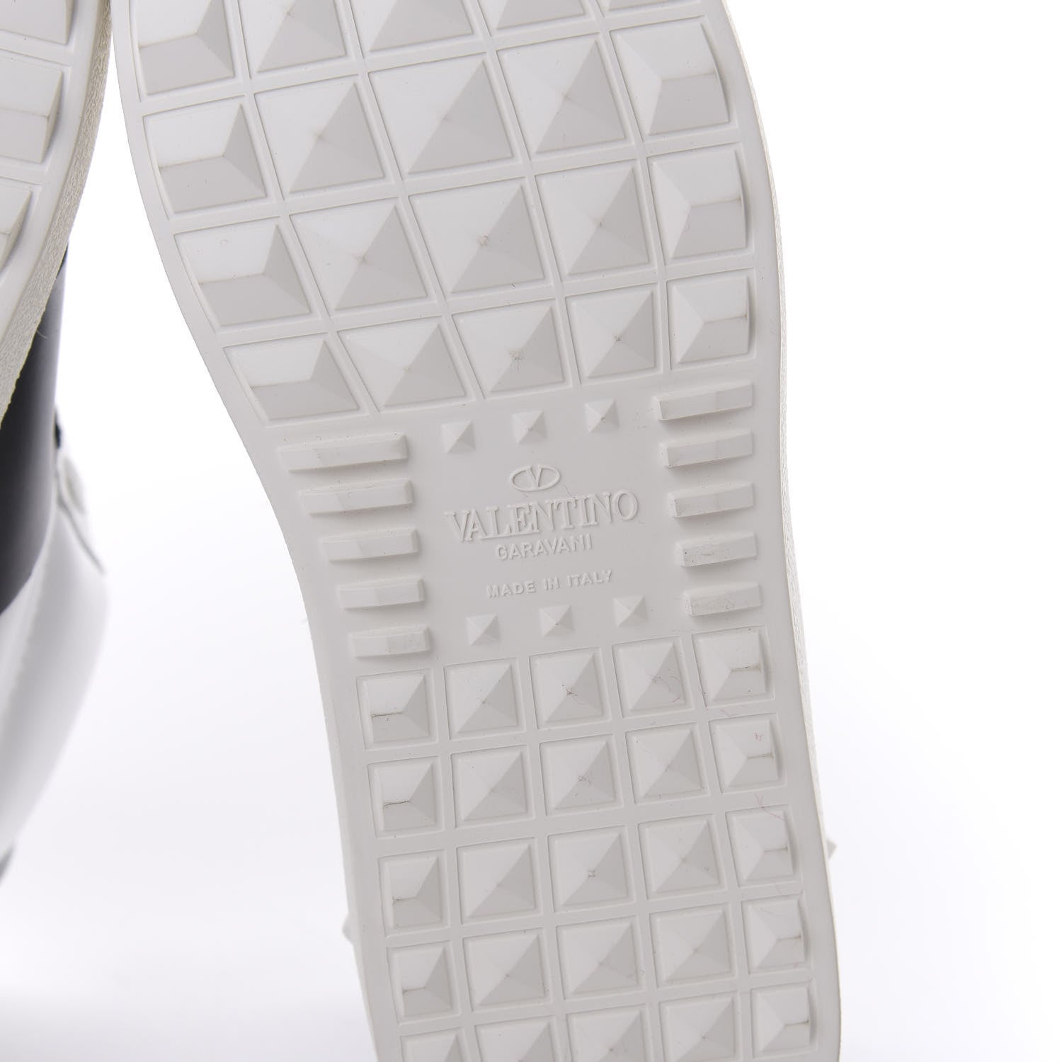 Valentino Garavani Calfskin Womens Rockstud Open High Top Sneakers 37 White Black 7 of 9
