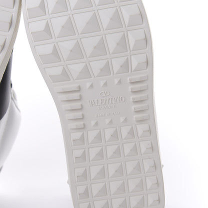 Valentino Garavani Calfskin Womens Rockstud Open High Top Sneakers 37 White Black 7 of 9