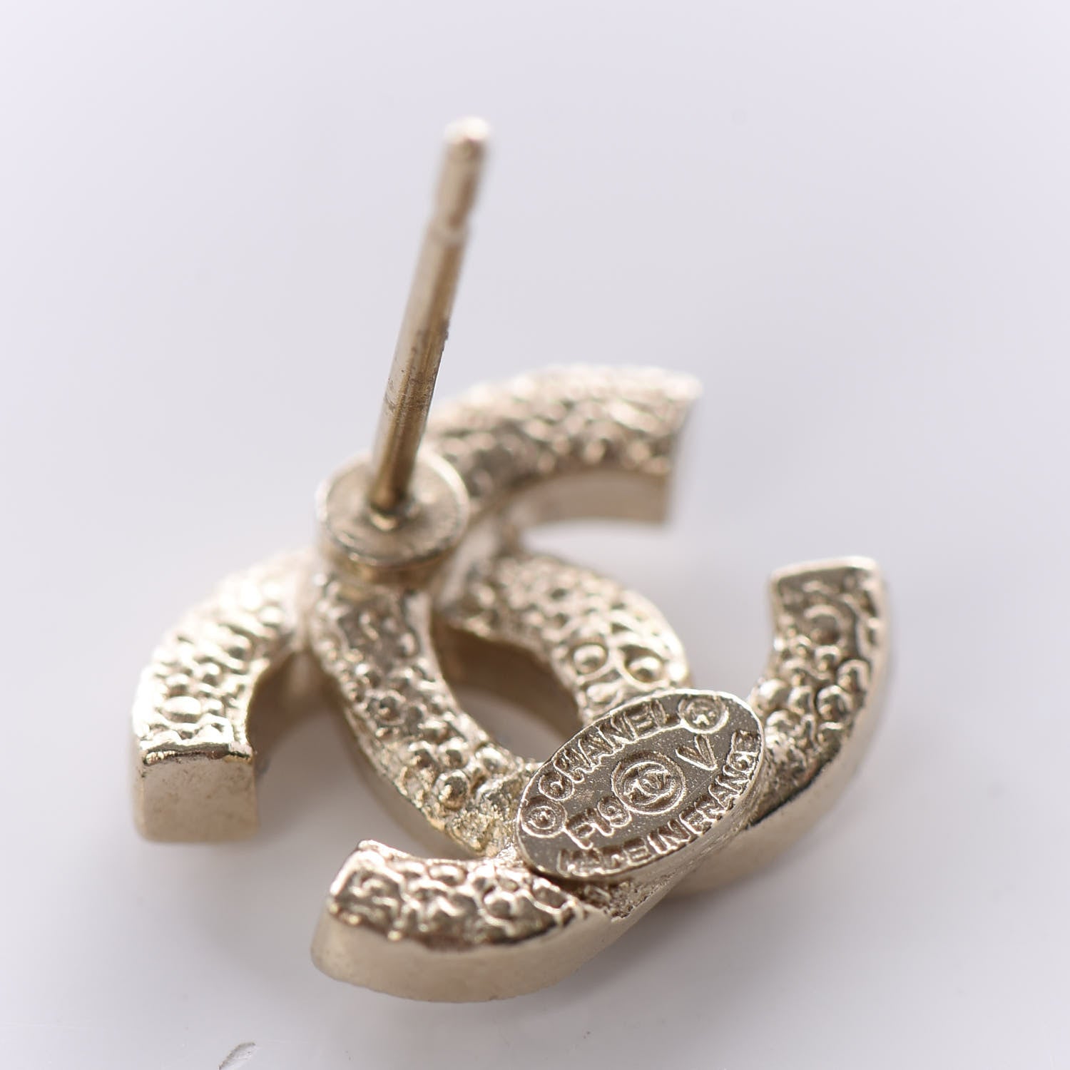 Chanel Crystal CC Earrings Light Gold 4 of 5