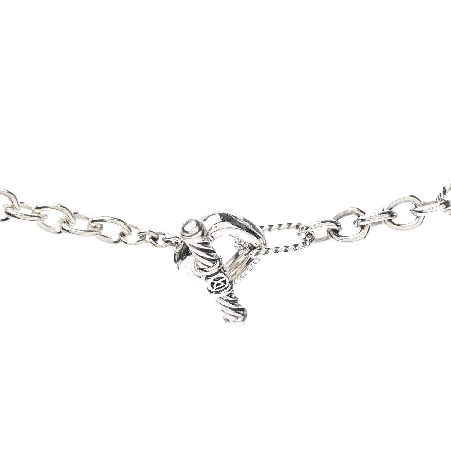 David Yurman Sterling Silver 18K Yellow Gold Baroque Pearl Long Figaro Chain Necklace 4 of 5