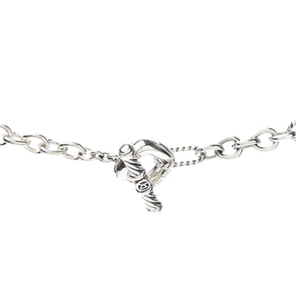 David Yurman Sterling Silver 18K Yellow Gold Baroque Pearl Long Figaro Chain Necklace 4 of 5