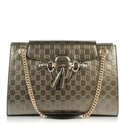 Gucci Shine Guccissima Large Emily Chain Shoulder Bag Sasso 1 of 7