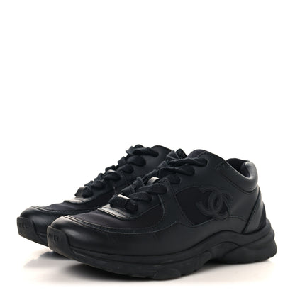 Chanel Lambskin Fabric CC Uniform Sneakers 37 Black 4 of 9