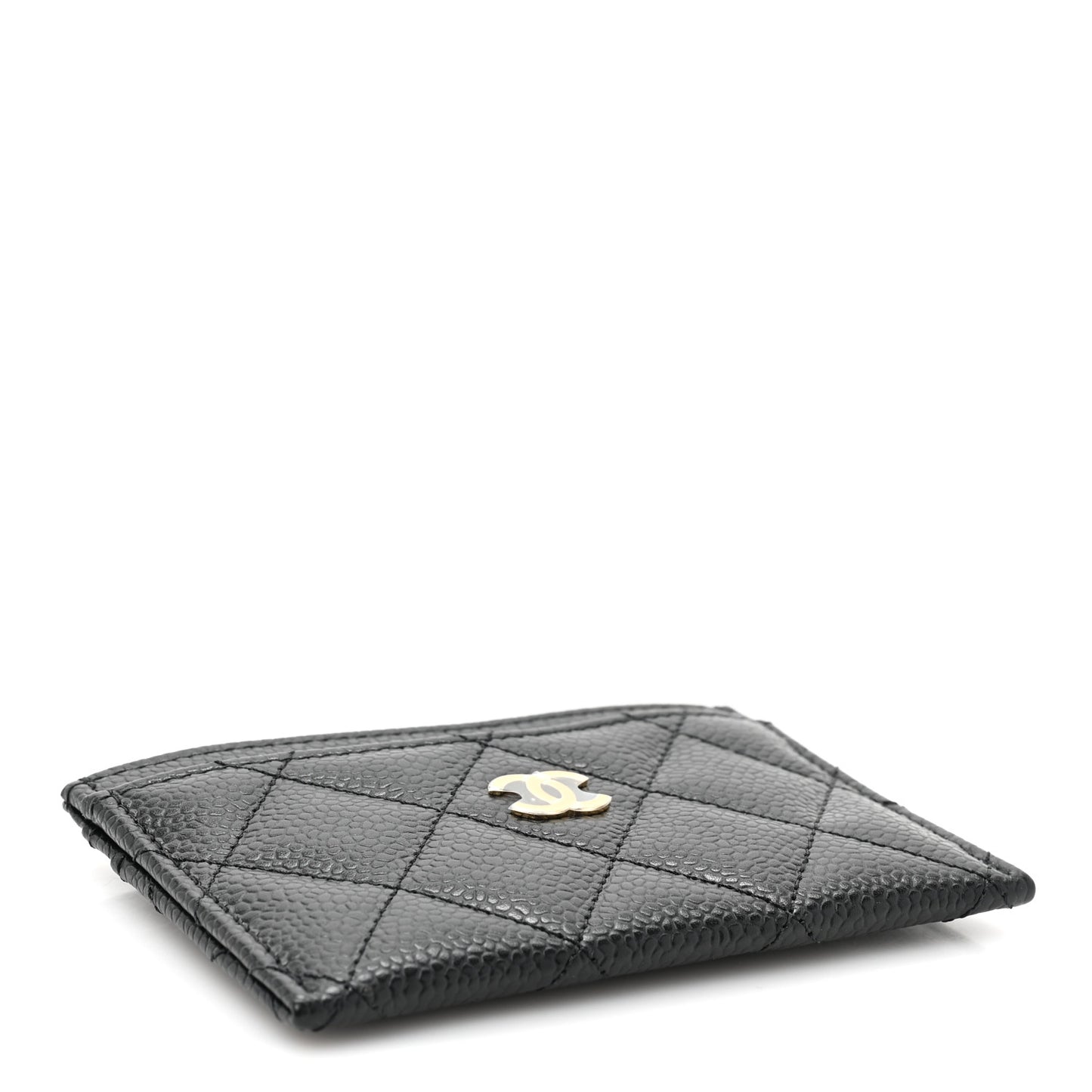 Caviar Quilted Card Holder Black