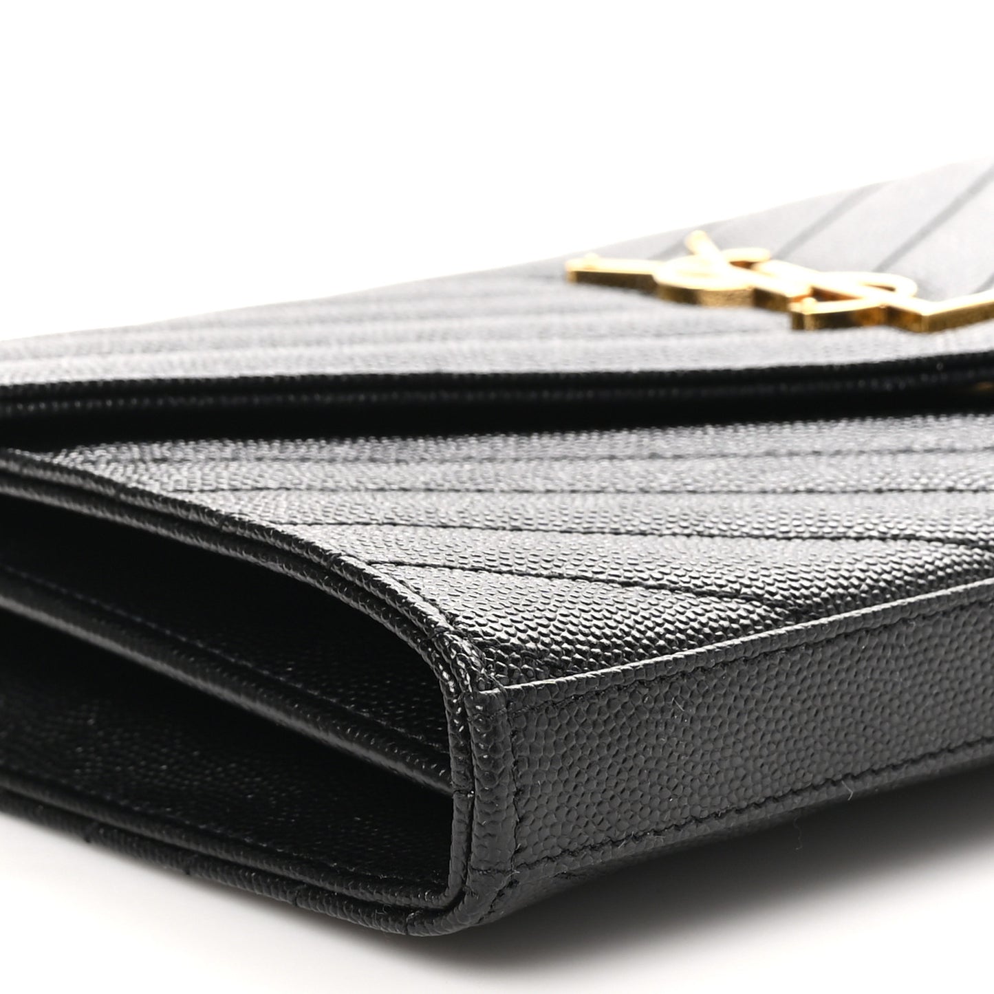 Grain De Poudre Matelasse Chevron Monogram Chain Wallet Black