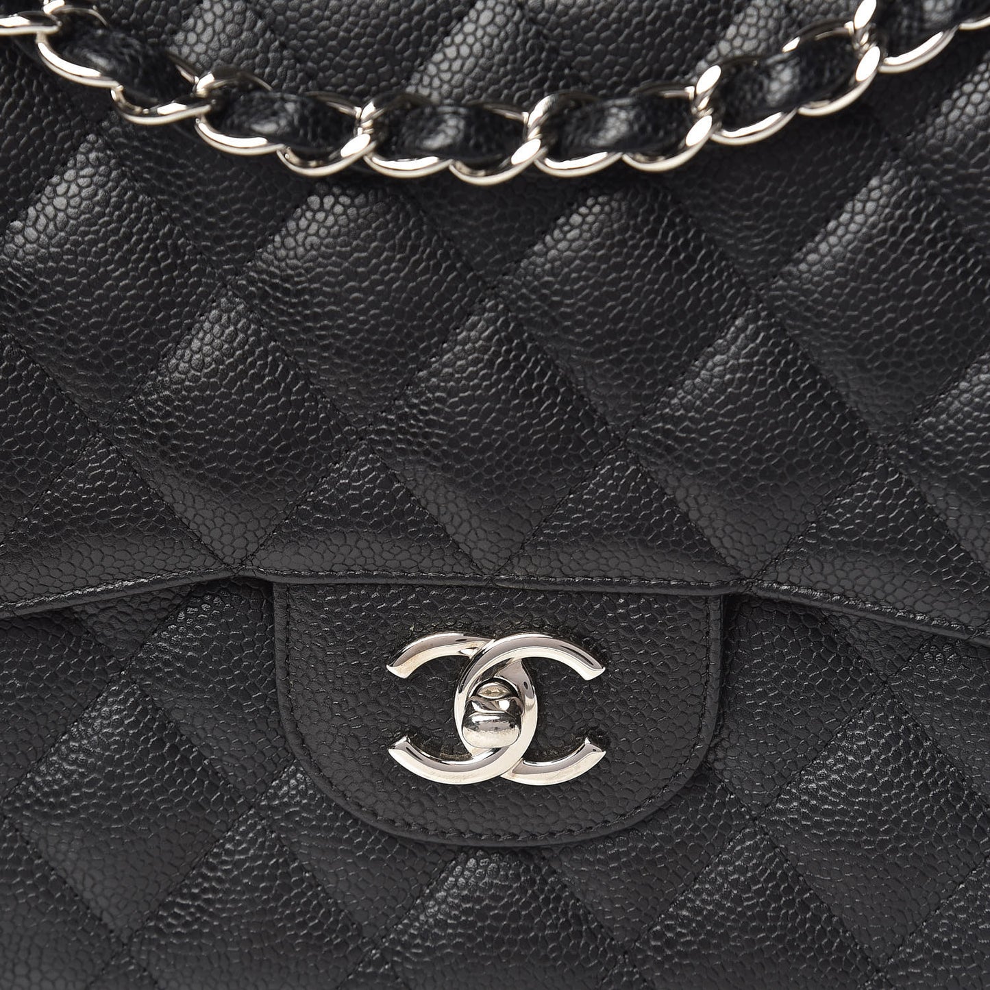 Caviar Quilted Jumbo Double Flap Black