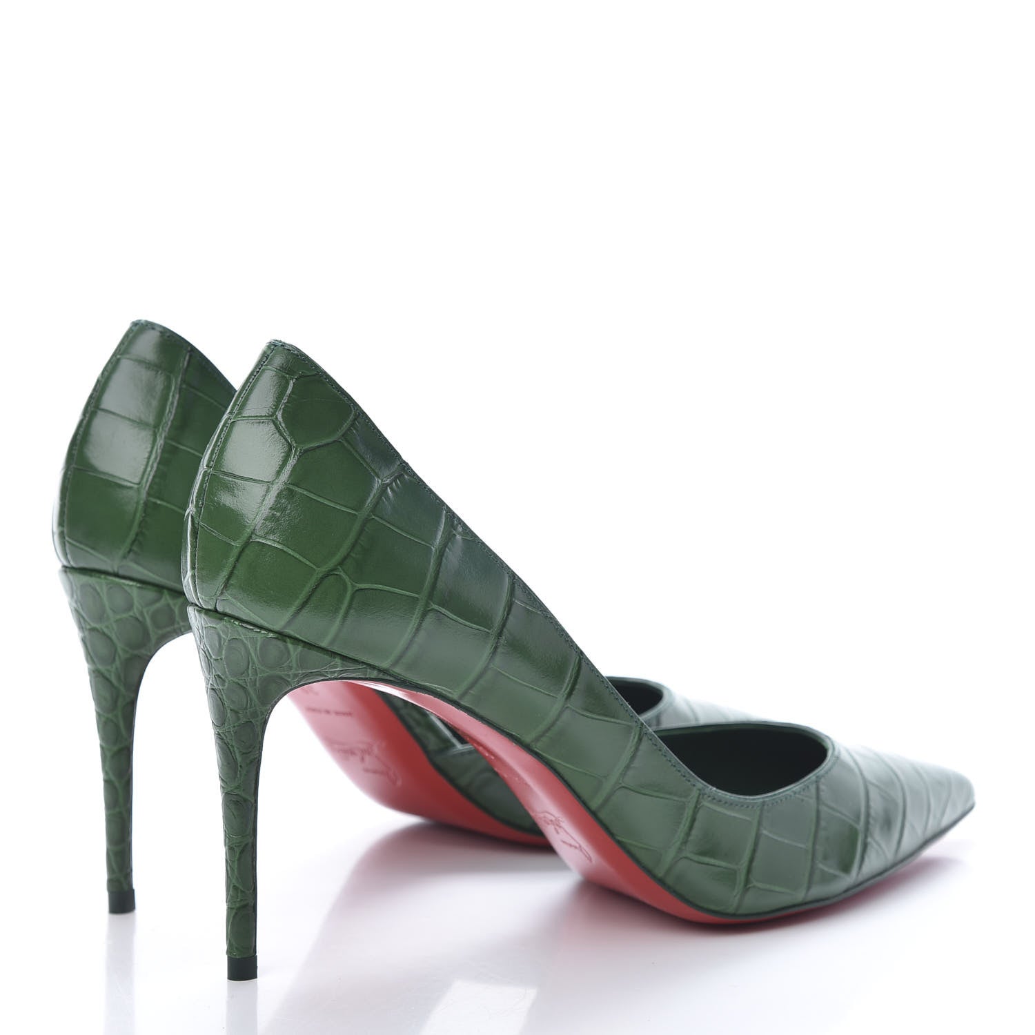 Christian Louboutin Crocodile Embossed Calfskin Iriza 100 Pumps 39 Green 4 of 9