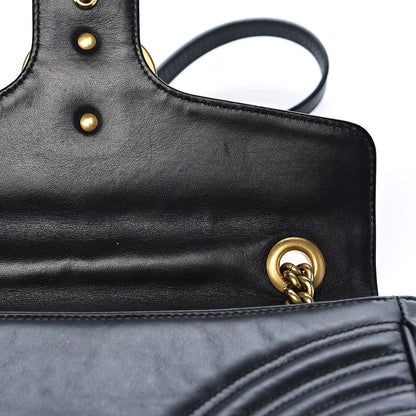 Gucci Calfskin Matelasse Small GG Marmont Shoulder Bag Black 9 of 12