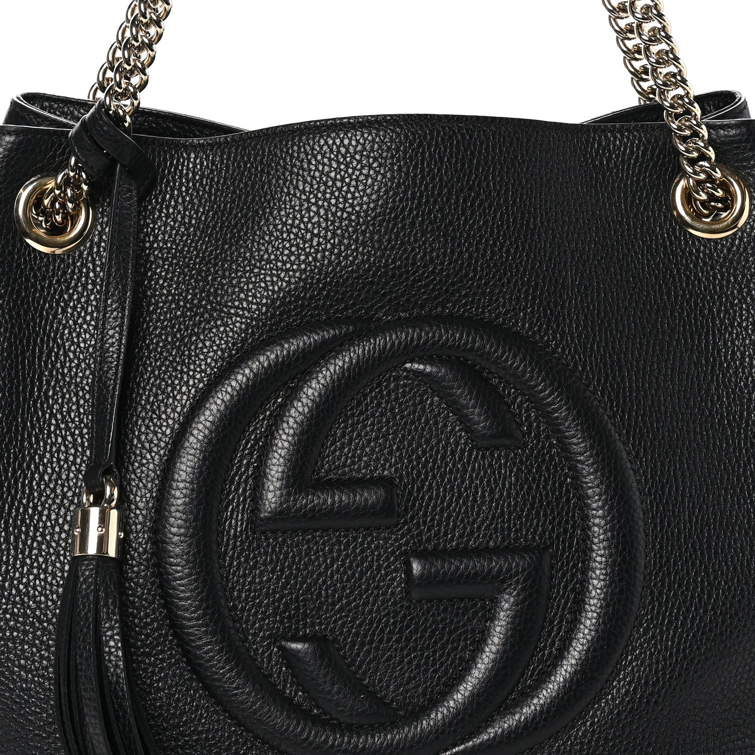 Gucci Pebbled Calfskin Medium Soho Chain Shoulder Bag Black 8 of 10