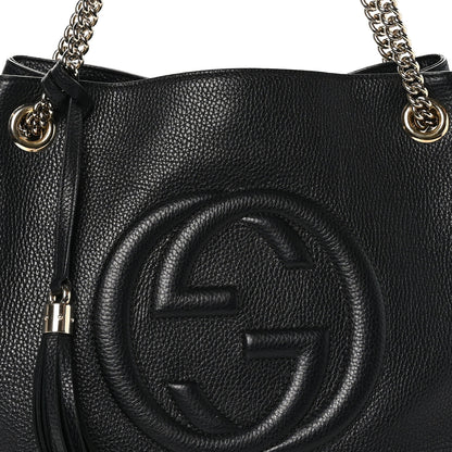 Gucci Pebbled Calfskin Medium Soho Chain Shoulder Bag Black 8 of 10