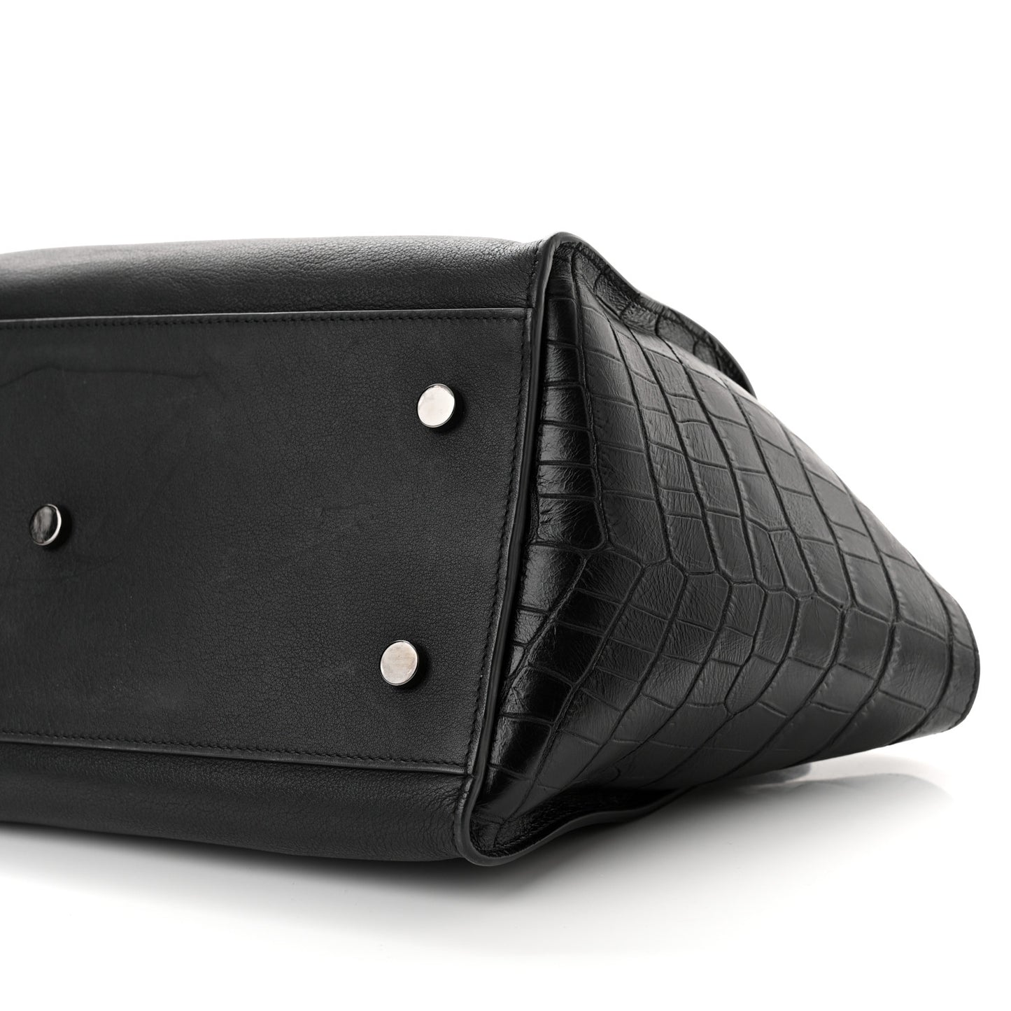Calfskin Crocodile Embossed Small Monogram Downtown Cabas Black