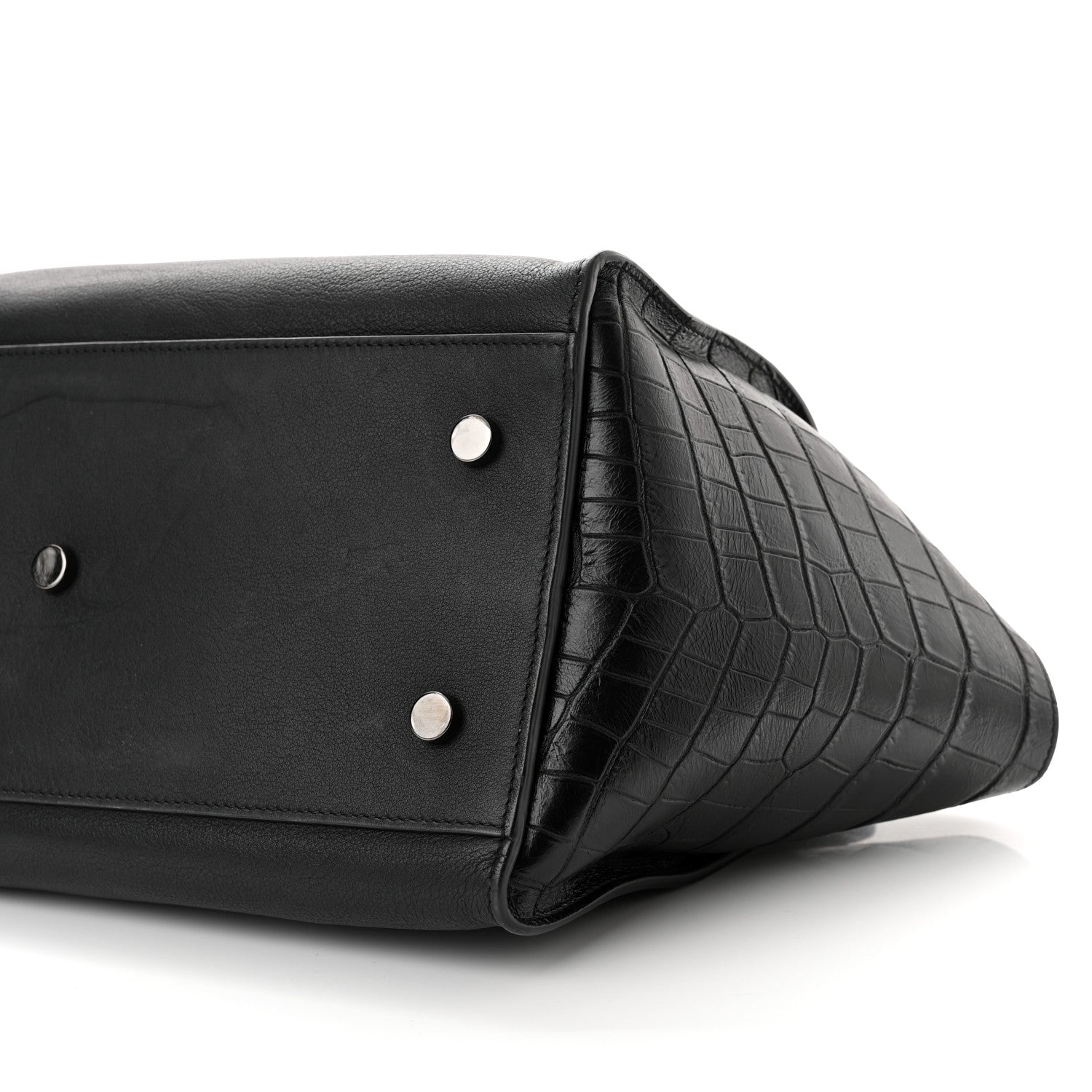 Saint Laurent Calfskin Crocodile Embossed Small Monogram Downtown Cabas Black 8 of 8