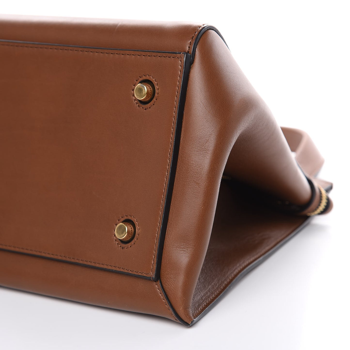 Smooth Calfskin Large Edge Shoulder Bag Brown