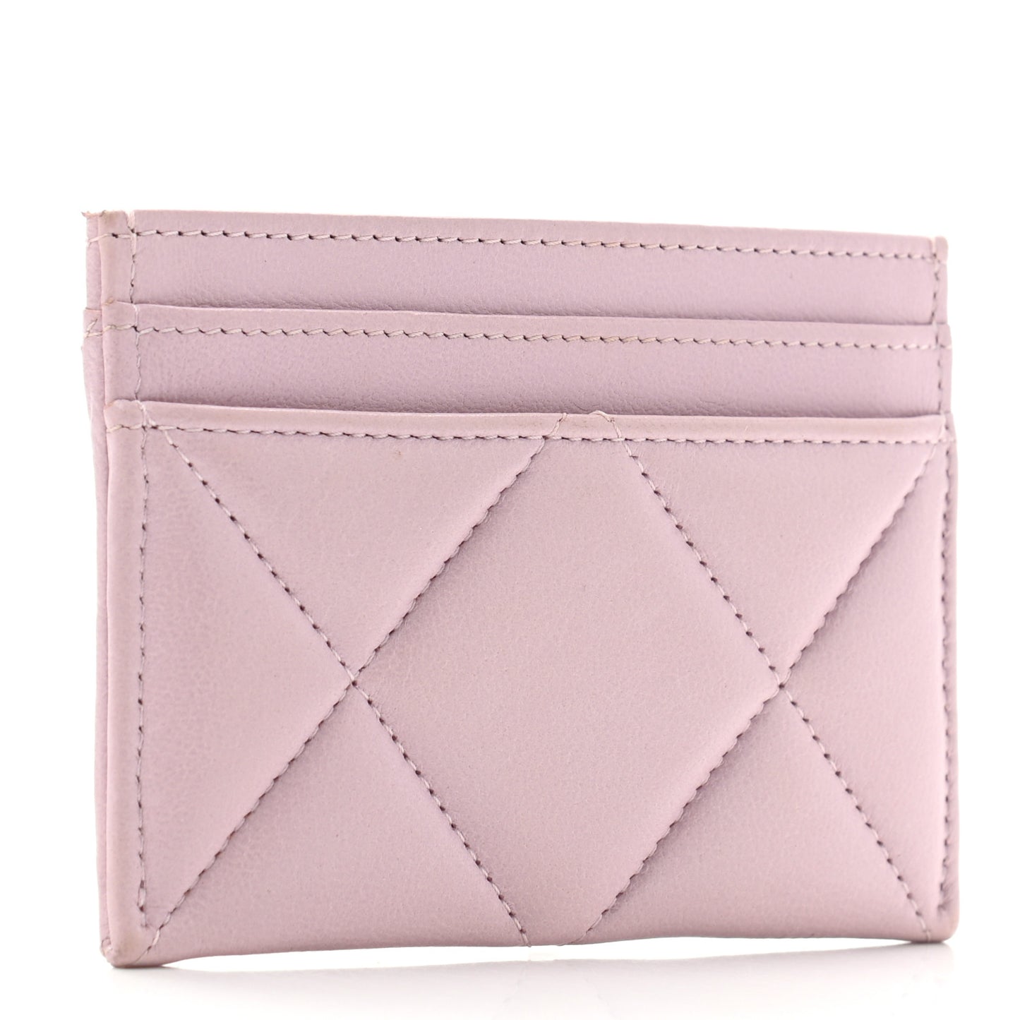 Lambskin Quilted Chanel 19 Card Holder Light Pink