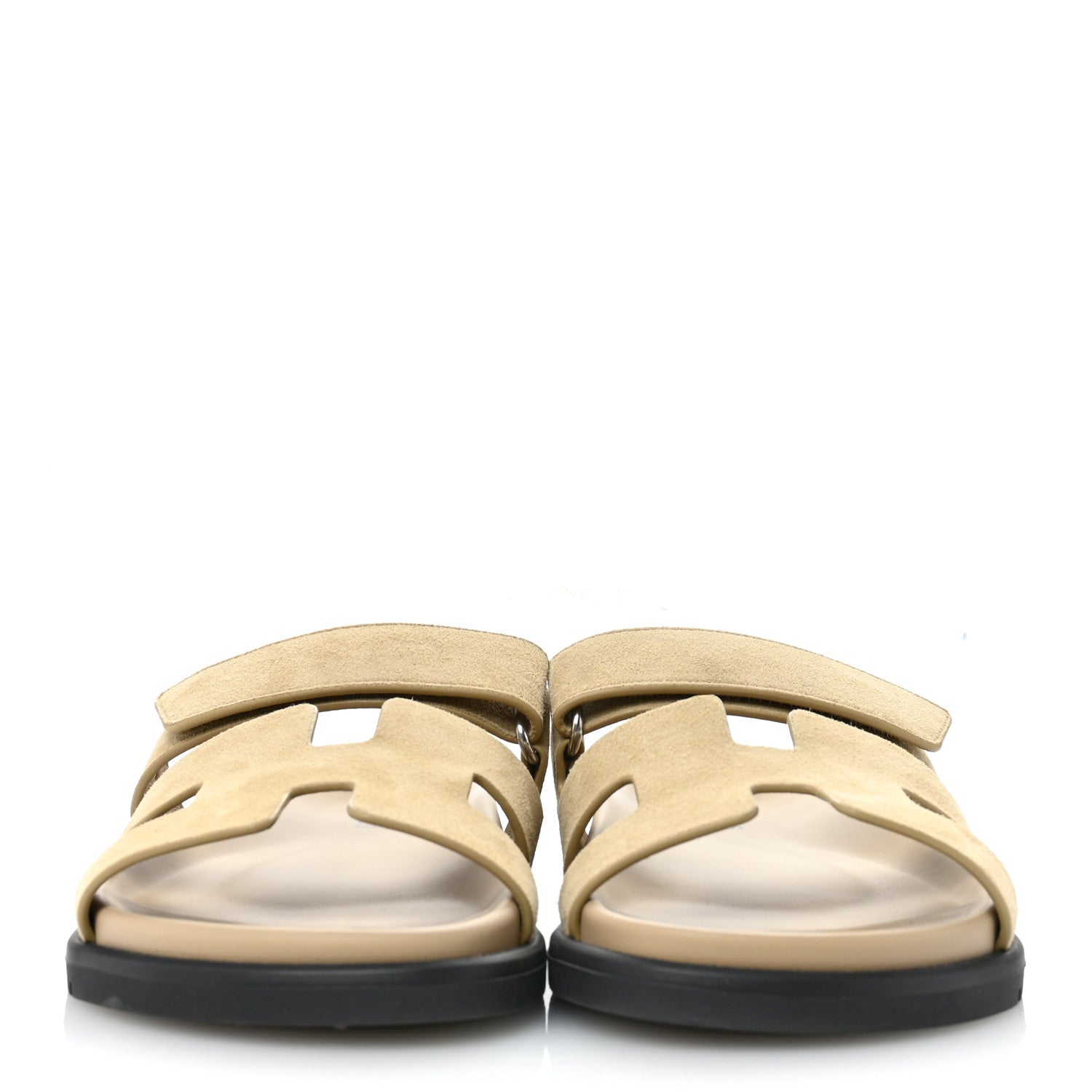 Hermes Suede Goatskin Womens Chypre Sandals 36 Beige Lin 1666426